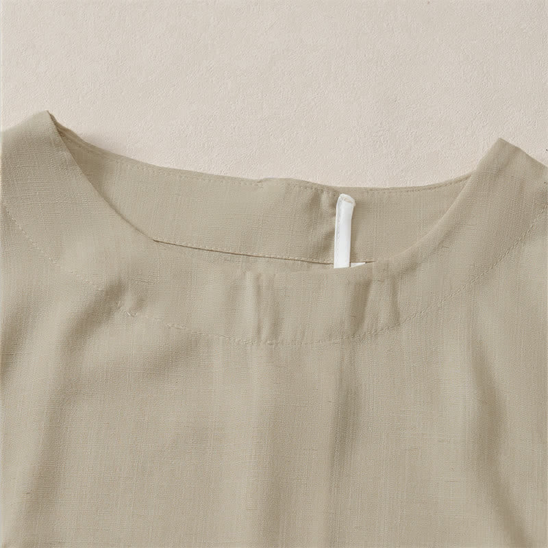Buddha Stones T-shirt da donna estiva casual minimalista a girocollo, tinta unita, a maniche corte. - image 1