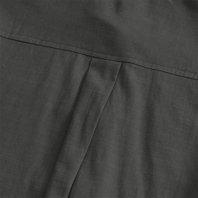 Buddha Stones Camicia da uomo estiva casual a maniche corte con bottoni a rana, tinta unita e tasche applicate, stile Tang. - image 3