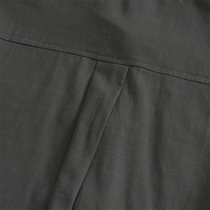 Buddha Stones Camicia da uomo estiva casual a maniche corte con bottoni a rana, tinta unita e tasche applicate, stile Tang. - image 3