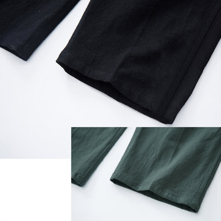 Pantaloni casual da uomo Buddha Stones in cotone tinta unita con coulisse e tasche - image 7