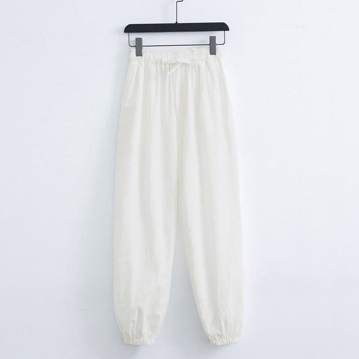 Pantaloni harem da uomo casual in cotone tinta unita con motivo Buddha Stones e tasche - Bianco - US/UK/AU44, EU54 (4XL) - image 4