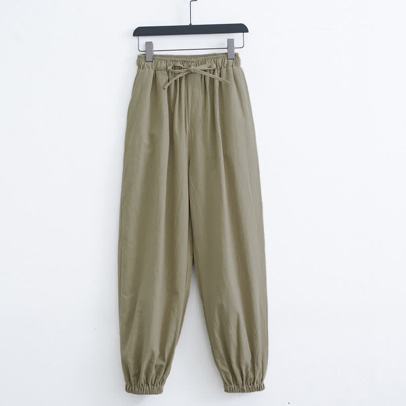 Pantaloni harem da uomo casual in cotone tinta unita con motivo Buddha Stones e tasche - Cachi scuro - US/UK/AU44, EU54 (4XL) - image 6