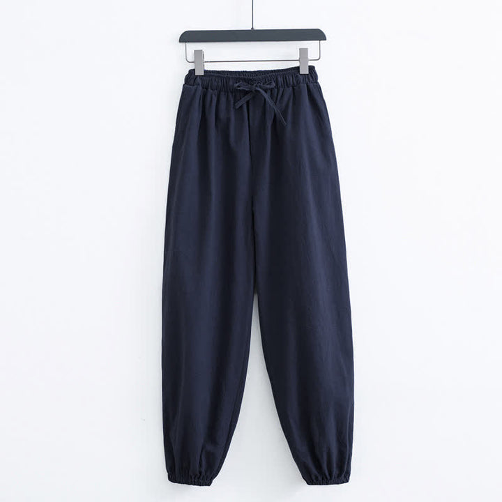 Pantaloni harem da uomo casual in cotone tinta unita con motivo Buddha Stones e tasche - Blu notte - US/UK/AU44, EU54 (4XL) - image 7
