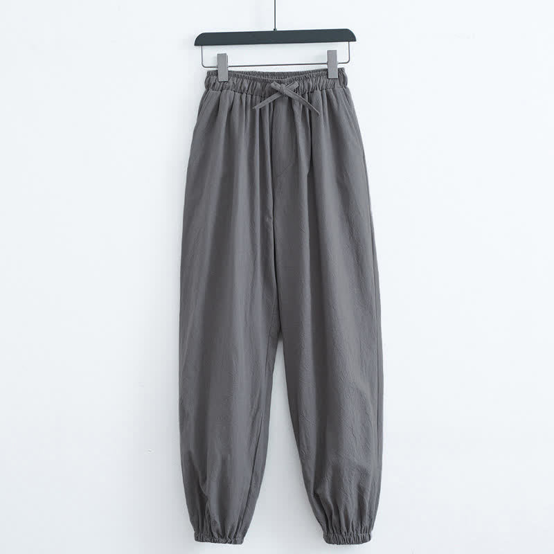 Pantaloni harem da uomo casual in cotone tinta unita con motivo Buddha Stones e tasche - Grigio tenue - US/UK/AU44, EU54 (4XL) - image 5