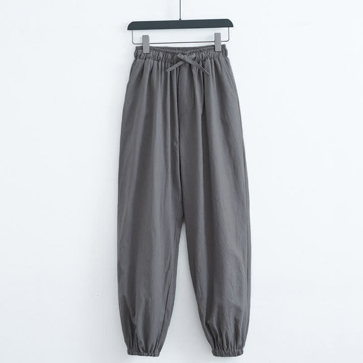 Pantaloni harem da uomo casual in cotone tinta unita con motivo Buddha Stones e tasche - Grigio tenue - US/UK/AU44, EU54 (4XL) - image 5