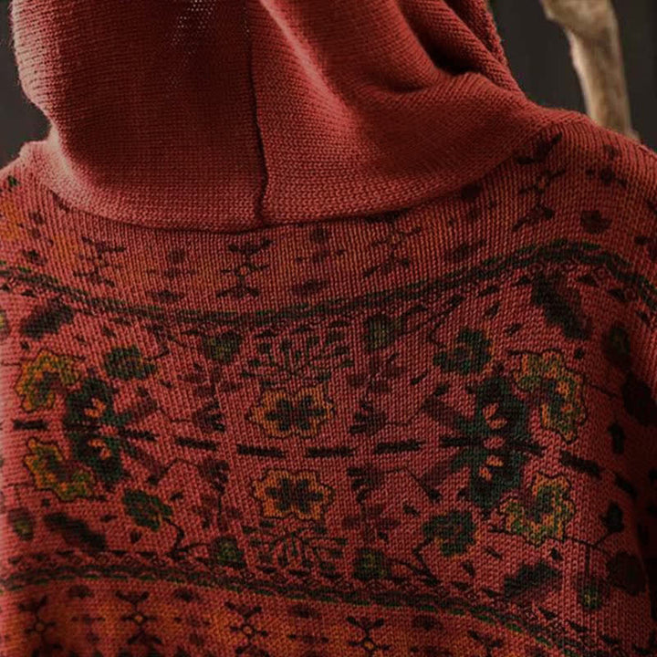 Felpa con cappuccio a maniche lunghe da donna in cotone con stampa Buddha Stones Fall Striped Geometric Flowers. - image 6