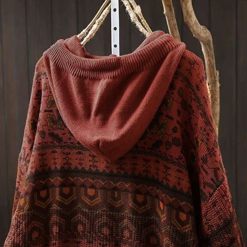 Felpa con cappuccio a maniche lunghe da donna in cotone con stampa Buddha Stones Fall Striped Geometric Flowers. - image 5