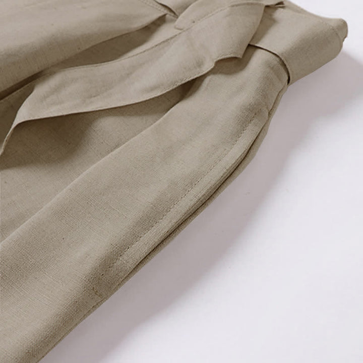 Pantaloni da uomo estivi in ​​cotone e lino a gamba larga con cerniera e elastico in vita, con motivo Buddha Stones tasche. - image 4