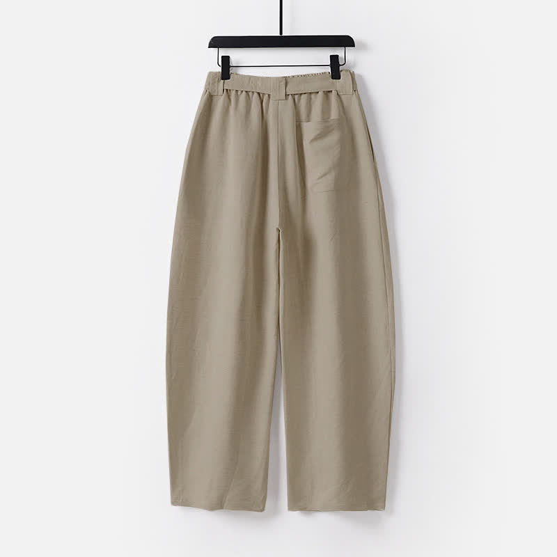 Pantaloni da uomo estivi in ​​cotone e lino a gamba larga con cerniera e elastico in vita, con motivo Buddha Stones tasche. - image 1