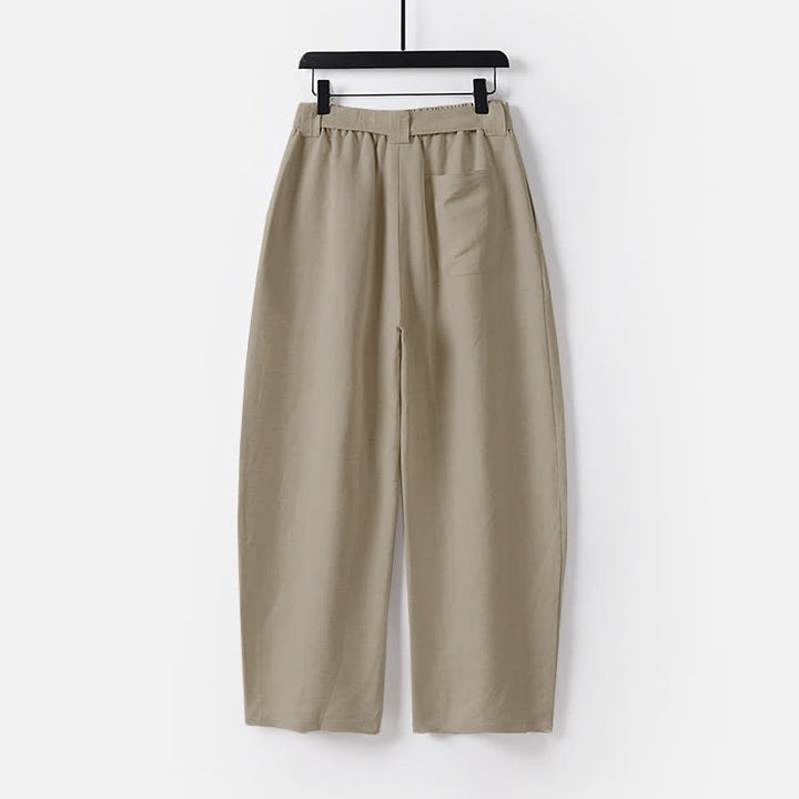 Pantaloni da uomo estivi in ​​cotone e lino a gamba larga con cerniera e elastico in vita, con motivo Buddha Stones tasche. - image 1