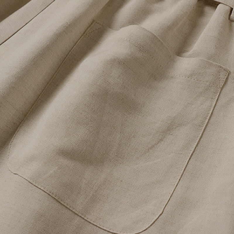 Pantaloni da uomo estivi in ​​cotone e lino a gamba larga con cerniera e elastico in vita, con motivo Buddha Stones tasche. - image 7