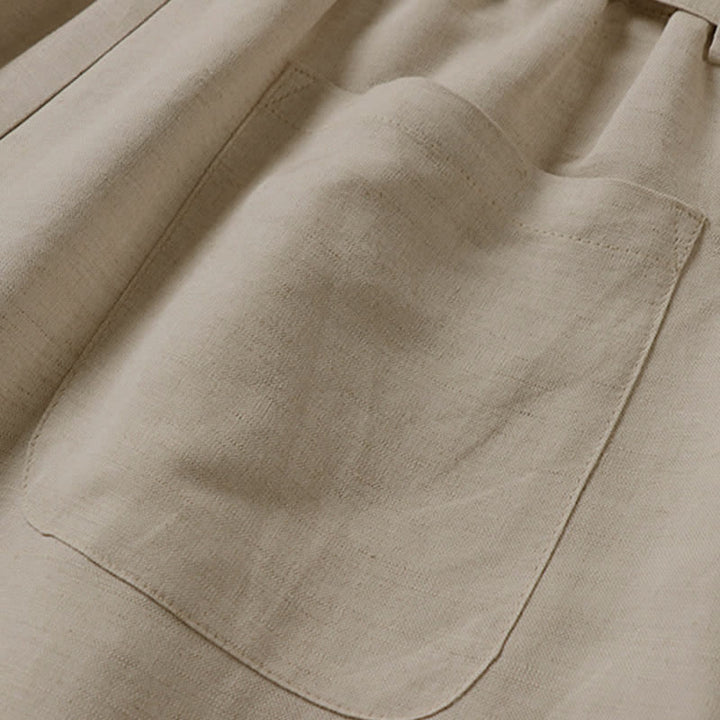 Pantaloni da uomo estivi in ​​cotone e lino a gamba larga con cerniera e elastico in vita, con motivo Buddha Stones tasche. - image 7