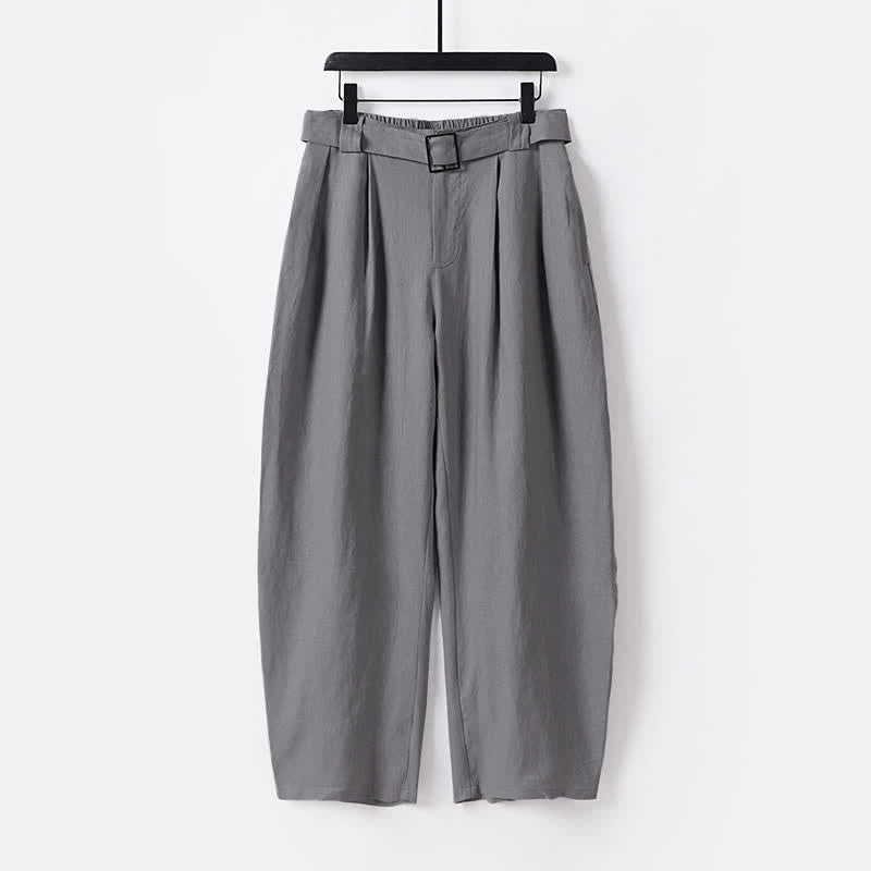 Pantaloni da uomo estivi in ​​cotone e lino a gamba larga con cerniera e elastico in vita, con motivo Buddha Stones tasche. - Grigio - US/UK/AU56，EU66 (9XL) - image 10