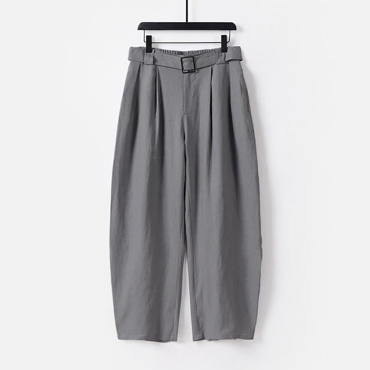 Pantaloni da uomo estivi in ​​cotone e lino a gamba larga con cerniera e elastico in vita, con motivo Buddha Stones tasche. - Grigio - US/UK/AU56，EU66 (9XL) - image 10