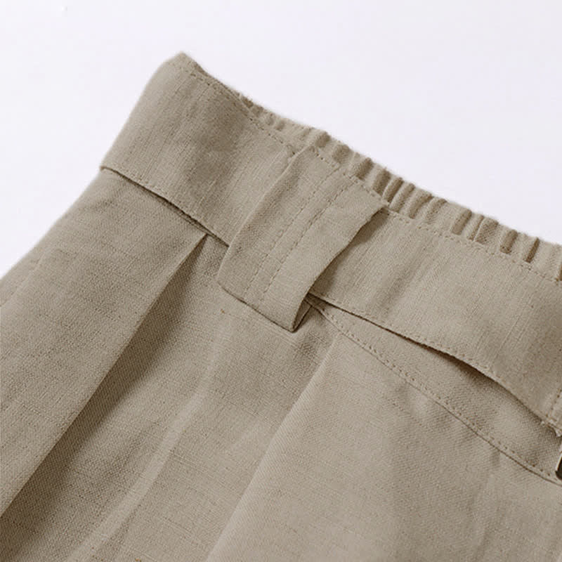Pantaloni da uomo estivi in ​​cotone e lino a gamba larga con cerniera e elastico in vita, con motivo Buddha Stones tasche. - image 6