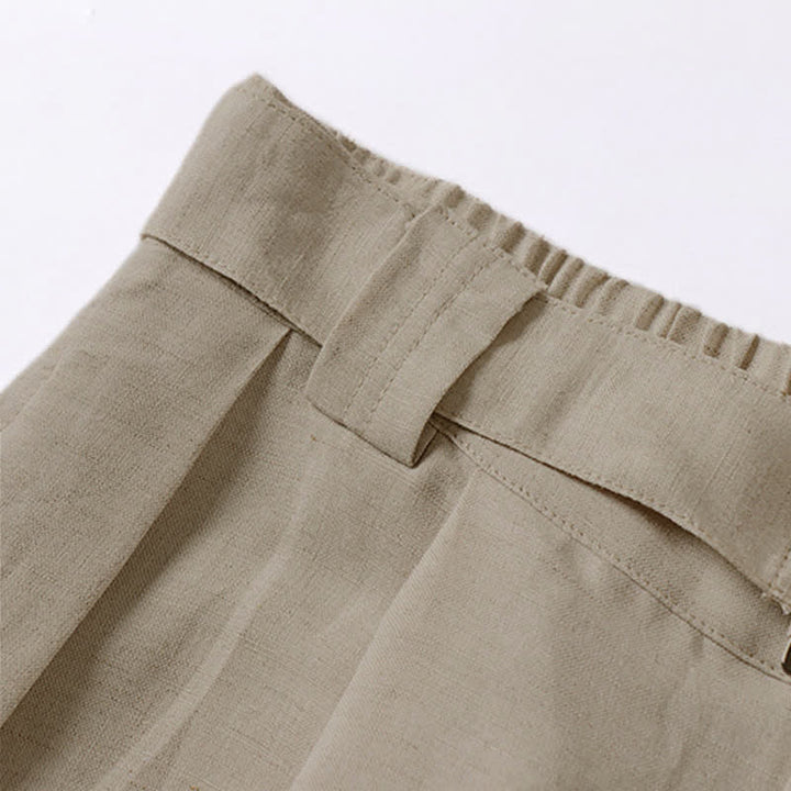 Pantaloni da uomo estivi in ​​cotone e lino a gamba larga con cerniera e elastico in vita, con motivo Buddha Stones tasche. - image 6