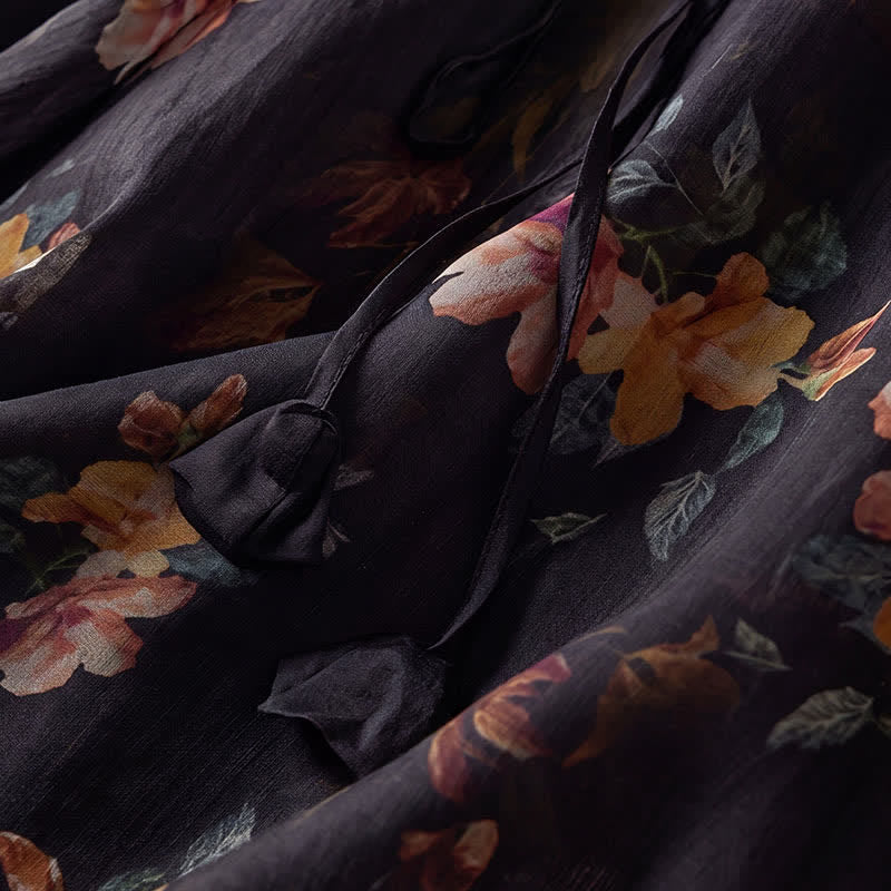 Buddha Stones Camicie da donna a maniche lunghe con coulisse, stile boho, primavera/estate, con stampa floreale. - image 9