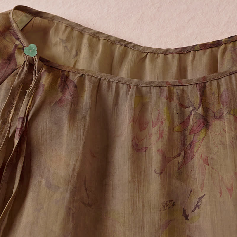 Buddha Stones Camicie da donna a maniche lunghe con coulisse, stile boho, primavera/estate, con stampa floreale. - image 15