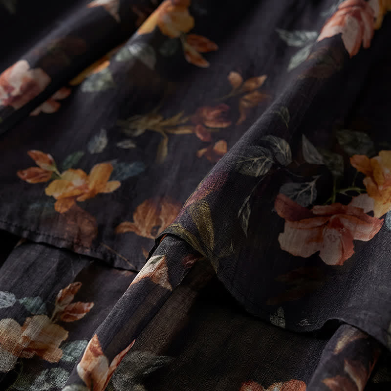 Buddha Stones Camicie da donna a maniche lunghe con coulisse, stile boho, primavera/estate, con stampa floreale. - image 10