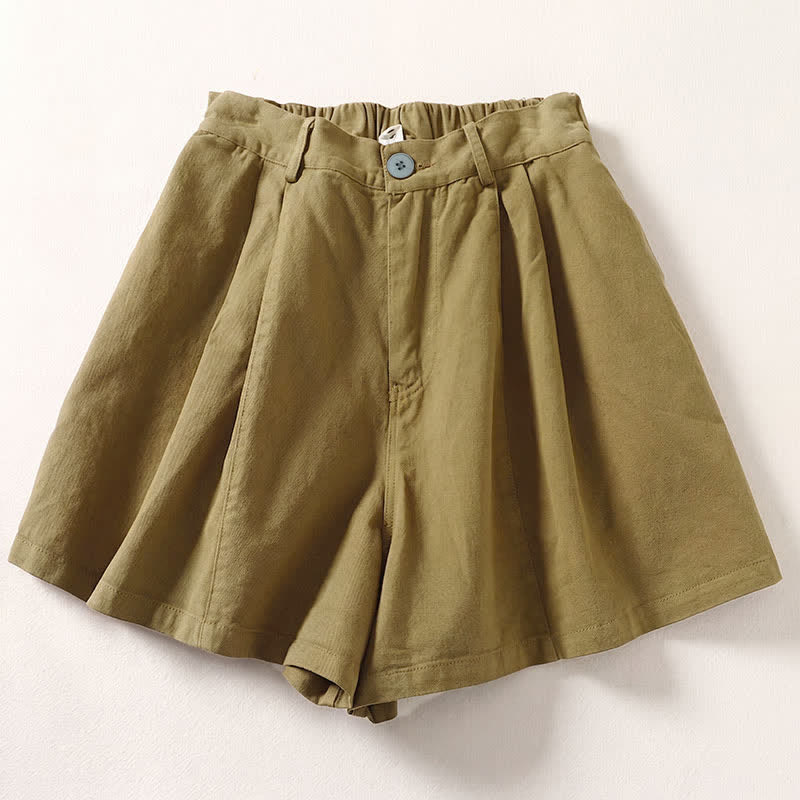 Buddha Stones Pantaloncini da donna estivi casual e minimalisti con bottoni e tasche. - Verga d'oro - US8-10, UK/AU12-14, EU40-42 (2XL) - image 3