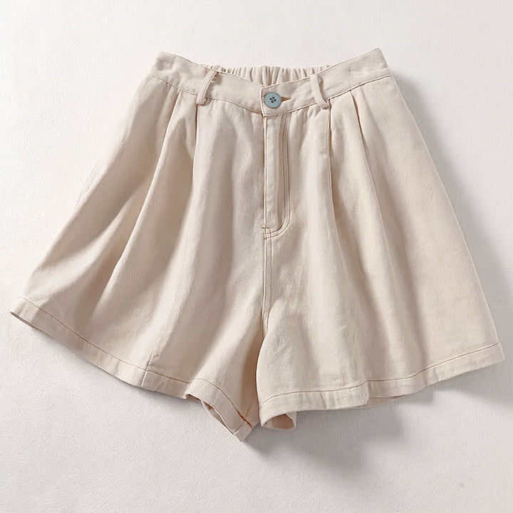 Buddha Stones Pantaloncini da donna estivi casual e minimalisti con bottoni e tasche. - Biancheria - US8-10, UK/AU12-14, EU40-42 (2XL) - image 0