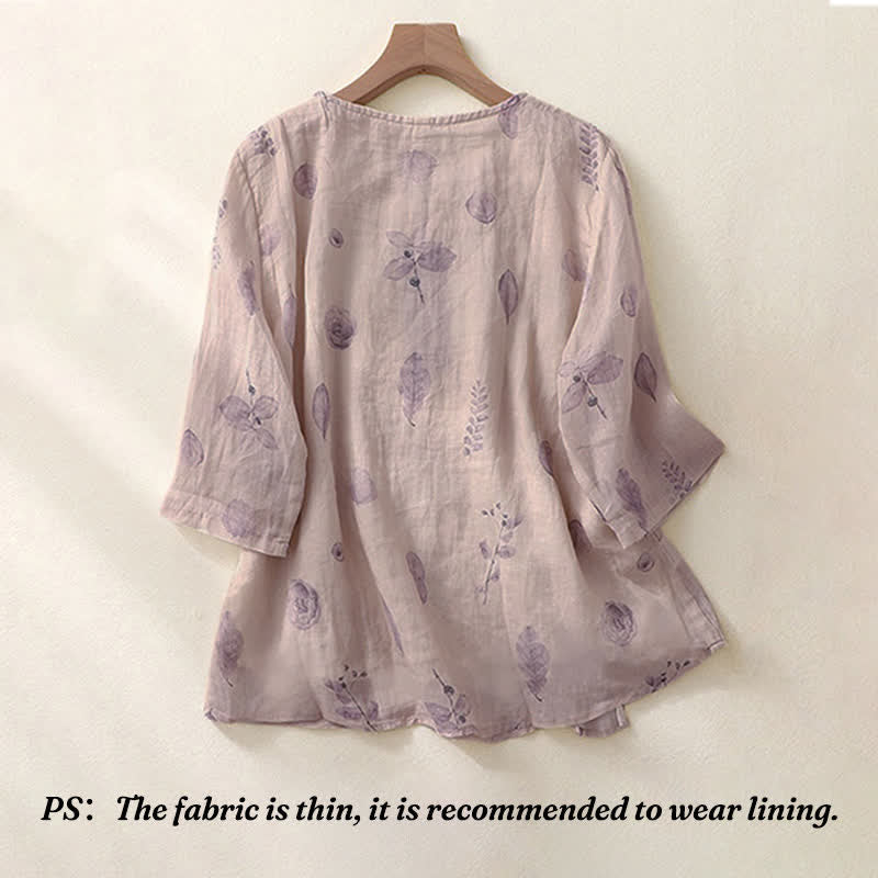 Camicia da donna a maniche a tre quarti con ricamo di Buddha Stones. - image 1