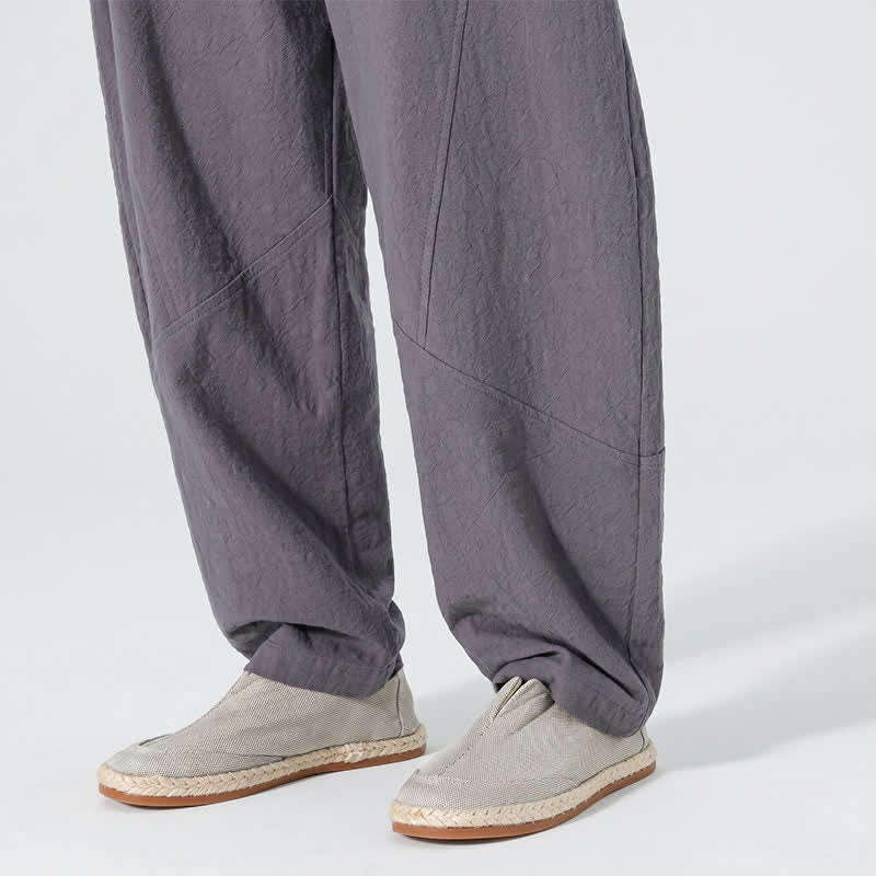 Buddha Stones Pantaloni lunghi da uomo in lino tinta unita, casual, minimalisti, con coulisse, a gamba dritta e tasche, per primavera/estate. - image 8