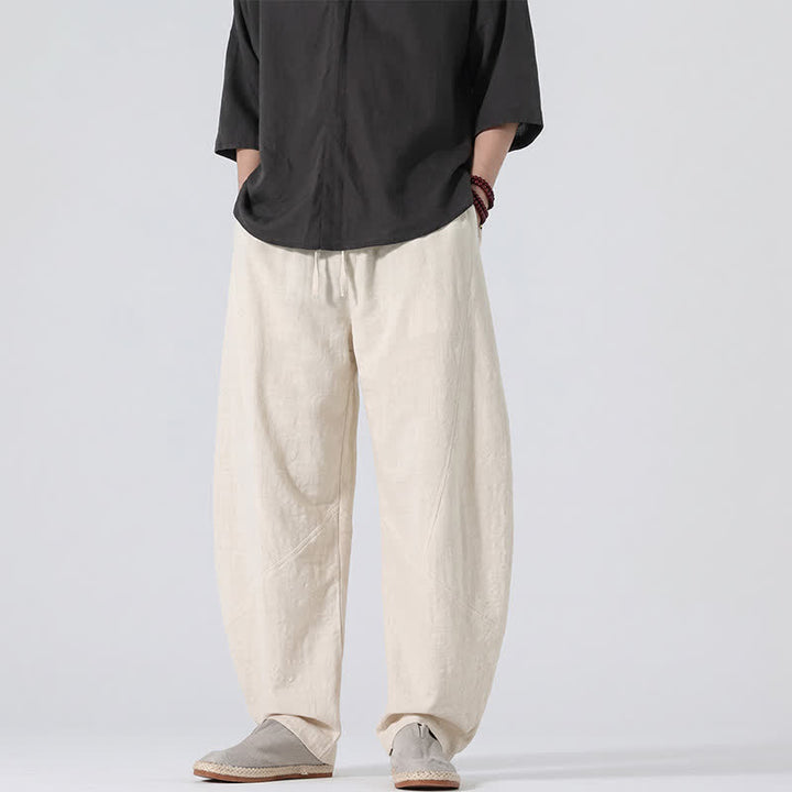 Buddha Stones Pantaloni lunghi da uomo in lino tinta unita, casual, minimalisti, con coulisse, a gamba dritta e tasche, per primavera/estate. - image 26