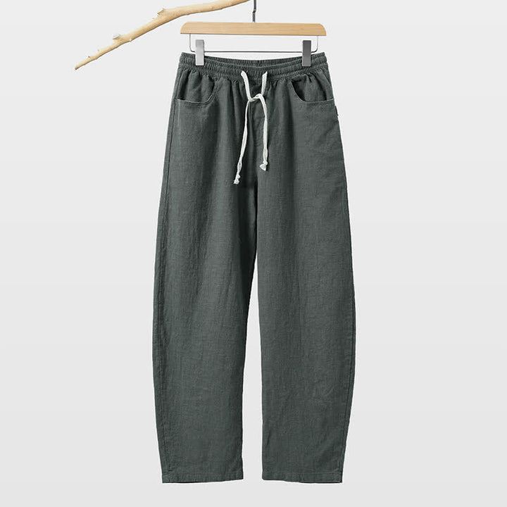 Buddha Stones Pantaloni casual primavera/estate con coulisse, tinta unita, alla caviglia, da uomo, gamba dritta, con tasca - Grigio ardesia - US/UK/AU46, EU56 (5XL) - image 10