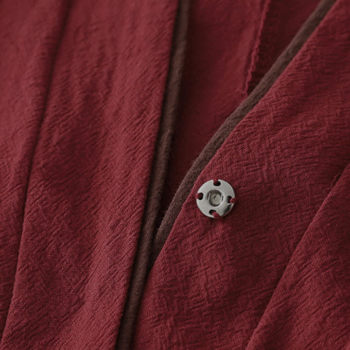 Buddha Stones Kimono da donna tinta unita con scollo a V e nodo, stile vintage, per primavera/autunno. - image 4