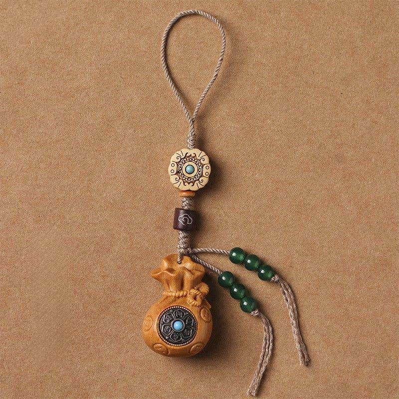 Buddha Stones Sandalo rosso Sandalo verde Om Mani Padme Hum Benedizione Moneta cinese Borsa porta soldi Design Portachiavi serenità - Sandalo - Decorazione da appendere al telefono - image 17