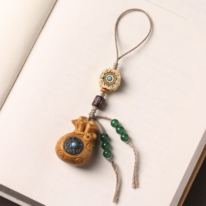 Buddha Stones Sandalo rosso Sandalo verde Om Mani Padme Hum Benedizione Moneta cinese Borsa porta soldi Design Portachiavi serenità - image 18