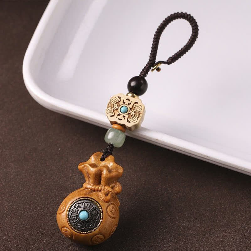 Buddha Stones Sandalo rosso Sandalo verde Om Mani Padme Hum Benedizione Moneta cinese Borsa porta soldi Design Portachiavi serenità - image 13