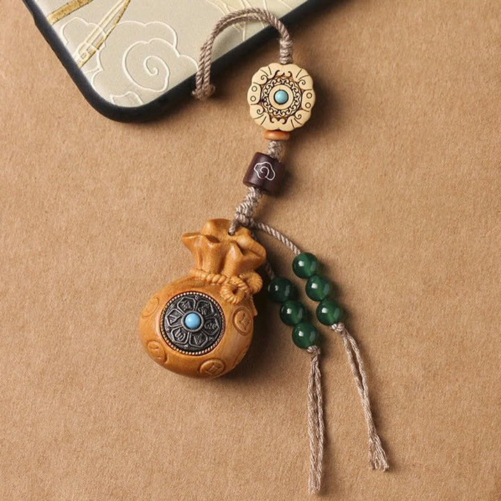 Buddha Stones Sandalo rosso Sandalo verde Om Mani Padme Hum Benedizione Moneta cinese Borsa porta soldi Design Portachiavi serenità - image 19