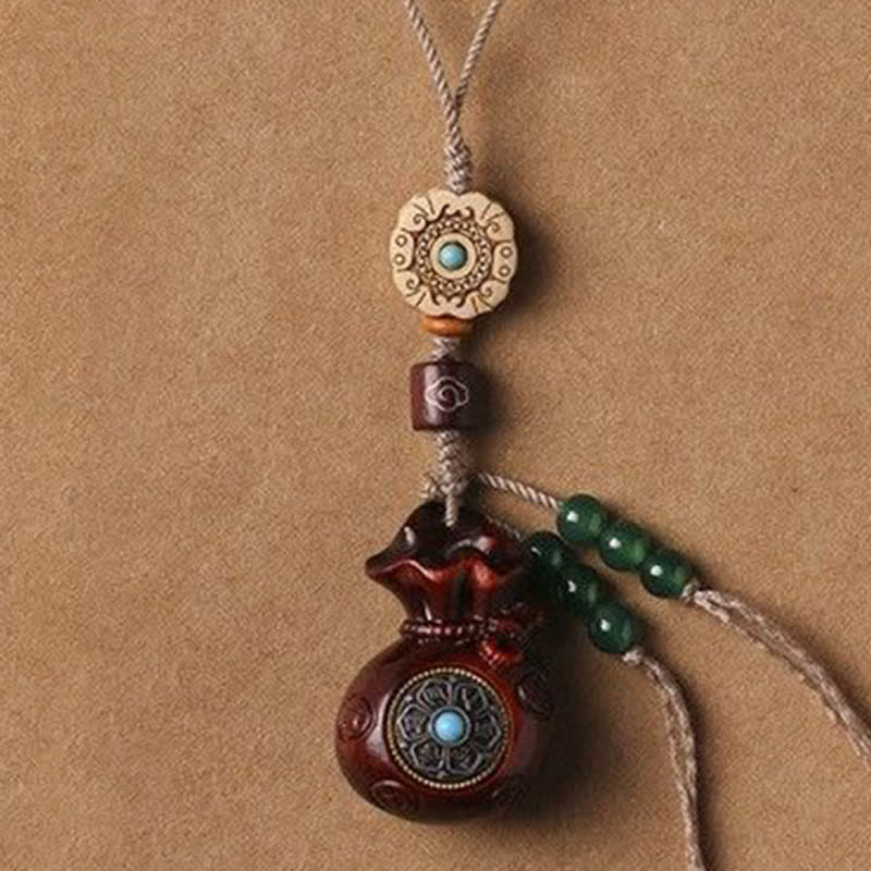 Buddha Stones Sandalo rosso Sandalo verde Om Mani Padme Hum Benedizione Moneta cinese Borsa porta soldi Design Portachiavi serenità - image 2