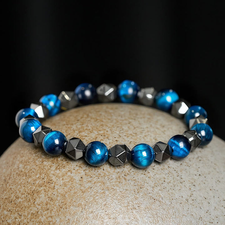Buddha Stones Bracciale rinforzato con ematite occhio di tigre sfaccettata - image 18