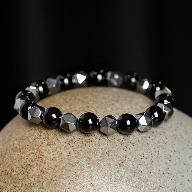 Buddha Stones Bracciale rinforzato con ematite occhio di tigre sfaccettata - image 2
