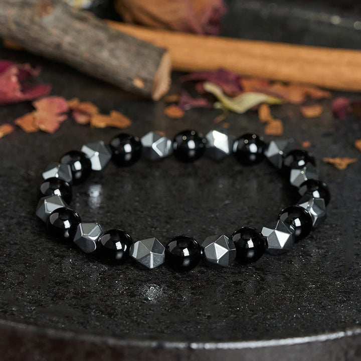 Buddha Stones Bracciale rinforzato con ematite occhio di tigre sfaccettata - image 1