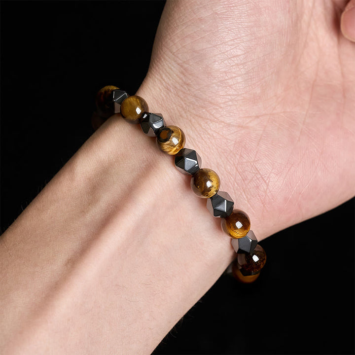 Buddha Stones Bracciale rinforzato con ematite occhio di tigre sfaccettata - image 14
