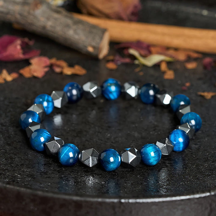 Buddha Stones Bracciale rinforzato con ematite occhio di tigre sfaccettata - image 17
