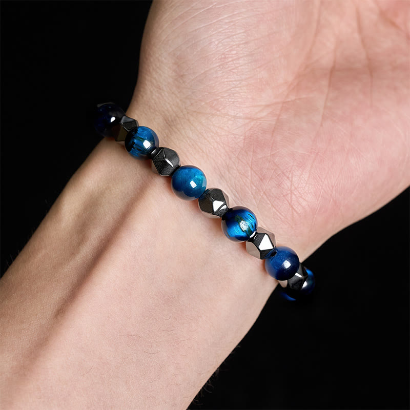 Buddha Stones Bracciale rinforzato con ematite occhio di tigre sfaccettata - image 21