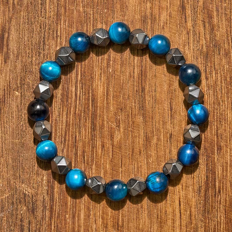 Buddha Stones Bracciale rinforzato con ematite occhio di tigre sfaccettata - image 19