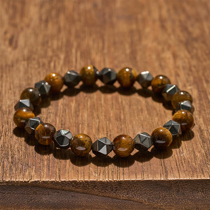 Buddha Stones Bracciale rinforzato con ematite occhio di tigre sfaccettata - image 13