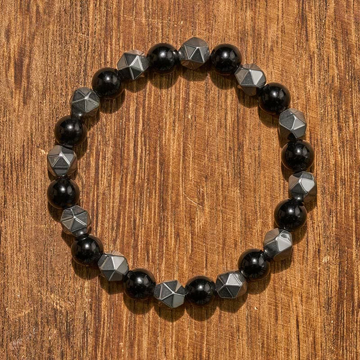 Buddha Stones Bracciale rinforzato con ematite occhio di tigre sfaccettata - image 3