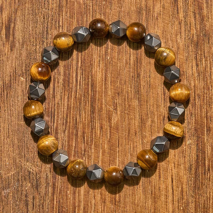 Buddha Stones Bracciale rinforzato con ematite occhio di tigre sfaccettata - image 12
