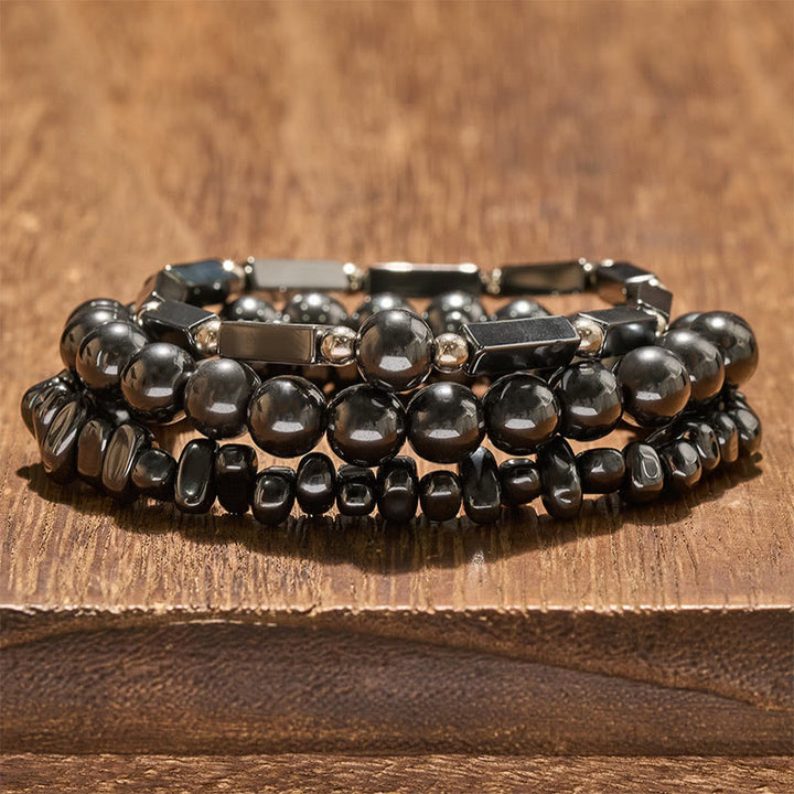 Buddha Stones Braccialetto di perle di ematite ad alta potenza (3 pezzi) - Ematite (Radicamento ♥ Protezione) - image 0