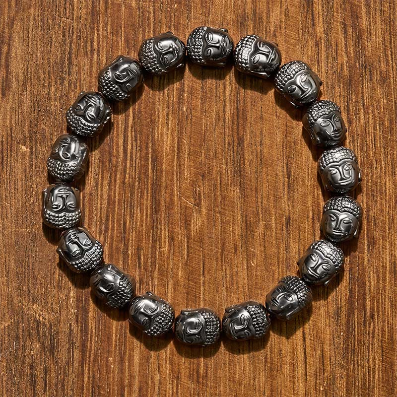 Buddha Stones Bracciale con perline di ematite a forma di Buddha - Buddha (Compassione ♥ Serenità) - image 0
