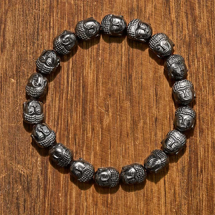 Buddha Stones Bracciale con perline di ematite a forma di Buddha - Buddha (Compassione ♥ Serenità) - image 0