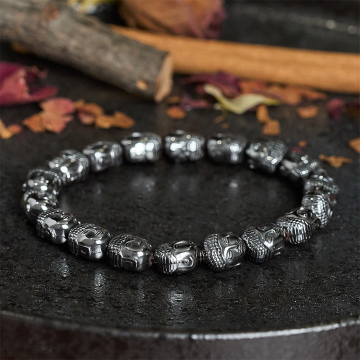 Buddha Stones Bracciale con perline di ematite a forma di Buddha - image 2