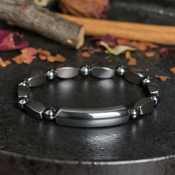 Buddha Stones Bracciale minimalista con barretta di ematite per radicamento e potente - image 4